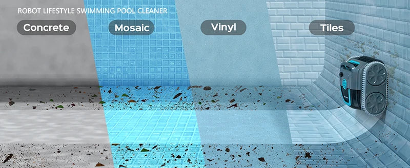 Robot Swimming Pool Cleaner – Cordless, APP-Controlled, Rechargeable 6400mAh Lithium Battery, Route Planning for Tiles, PVC, Mosaic, Cement