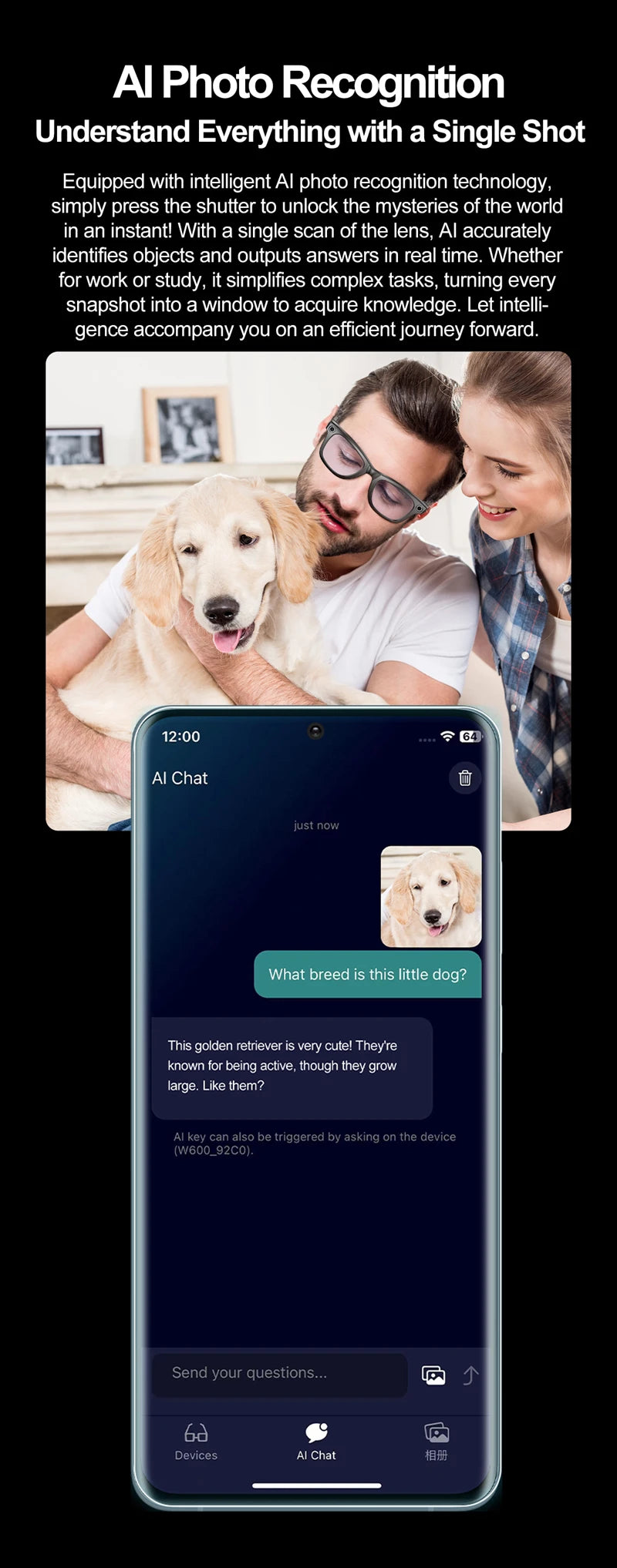 Xiaomi Smart Bluetooth Glasses — IP65 Waterproof, Video Recording, AI Photo Recognition, Translation, Call & Large Battery
