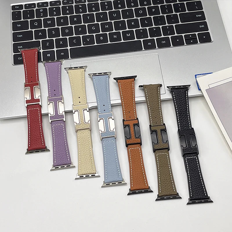 Genuine Leather Straps for Apple Watch – 40mm-49mm Bands for Series 5/6/7/8/9/10, SE & Ultra