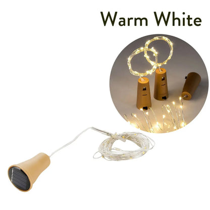 Solar Powered Wine Bottle Lights – 10LED/20LED Cork Shape Fairy Lights, Copper Wire Garland for Christmas & Home Room Decor