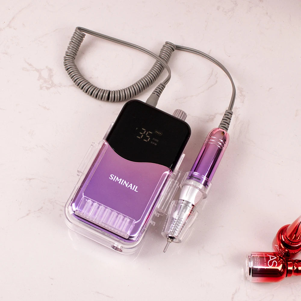 SIMINAIL Professional Nail Drill Machine – 35000RPM Portable Electric Nail File with Rechargeable E-File Bit Kit