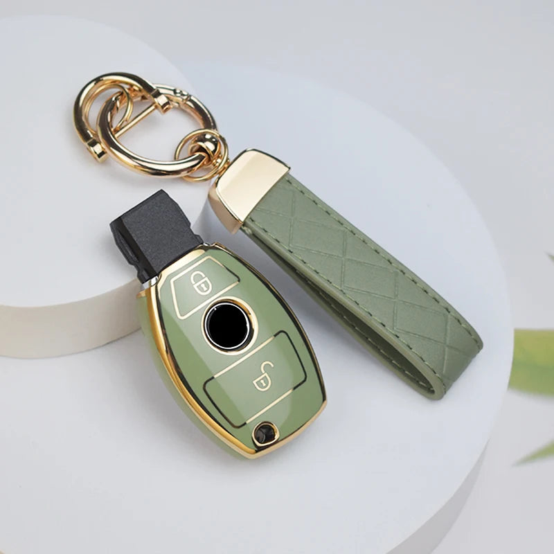 Car Key Case Cover – Key Bag Accessories for Mercedes Benz A/B/C/S Class, AMG, GLA, CLA, GLC W176/W221/W204/W205 Fob Keychain