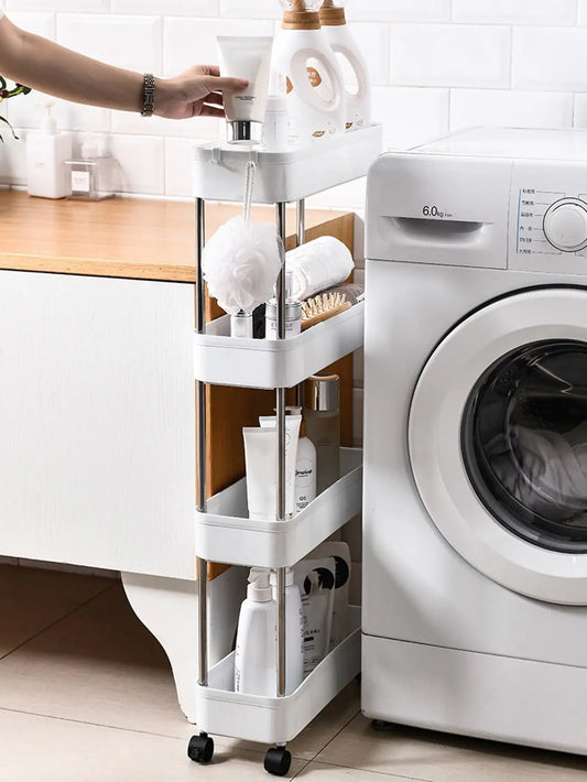 1pcs Rolling Utility Cart: 3/4 Tier Movable Storage Shelf - Slim Slide Organizer for Kitchen, Bathroom, or Living Room