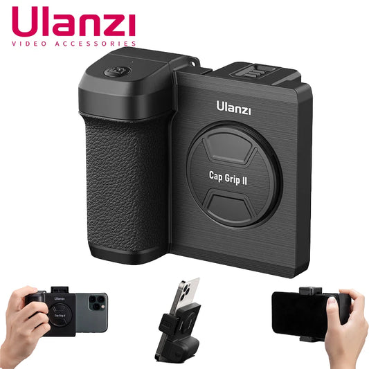 Ulanzi CapGrip II Handheld Smartphone Selfie Booster - Hand Grip with Bluetooth Remote Control Shutter for iPhone and Android Phones
