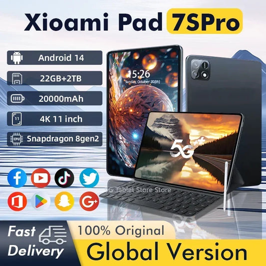 New7S Pro 2025 Tablet – Snapdragon 8 Gen 2, 4K Screen, 22GB RAM, 2TB Storage, Android 14, Dual-Mode 5G & Wi-Fi, 20000mAh Battery