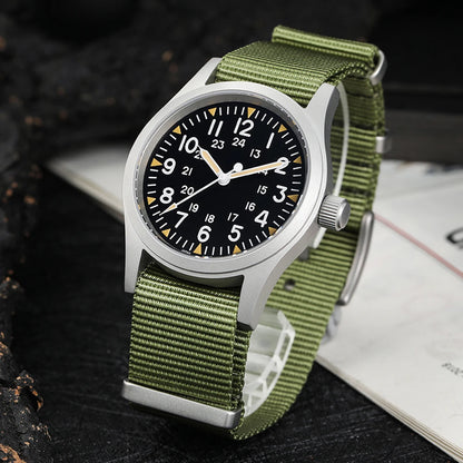 Militado ML05 Vintage Quartz Watch 38mm with VH31 Movement, Domed Sapphire Crystal, AR Coating & Luminous Dial