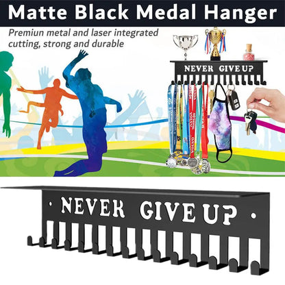 Sports Medal Display Rack – Metal Hanger Holder Organizer for Football, Basketball, Volleyball, and Ribbon Medals