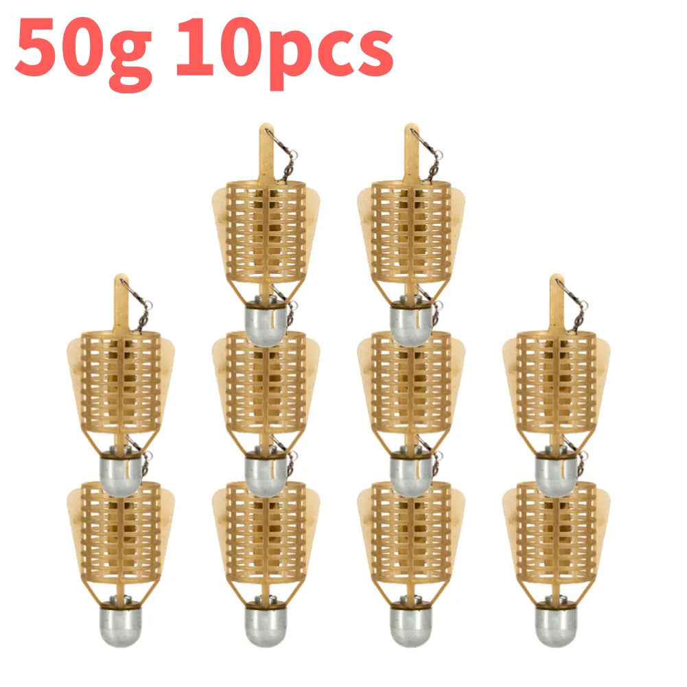 Fishing Hooks Explosion Bait Cage with Iron Head – Spherical Basket Feeder Holder Tackle Tool