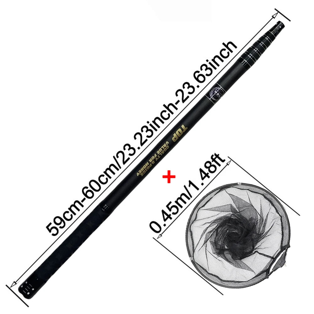 MBLN 328cm Ultralight Portable Landing Net – Carbon Handle & Aluminum Alloy Head, 414g Total Weight