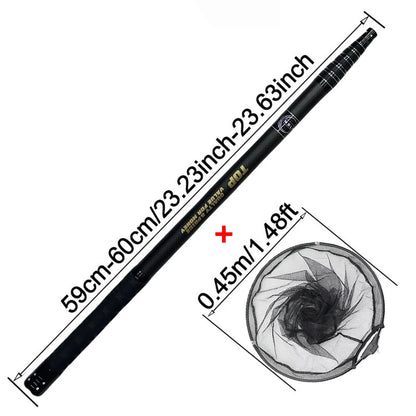 MBLN 328cm Ultralight Portable Landing Net – Carbon Handle & Aluminum Alloy Head, 414g Total Weight