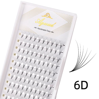 AGUUD 10-Tray Premade Volume Lashes – Super Fans with Needle Stem & Narrow Base for Eyelash Extensions