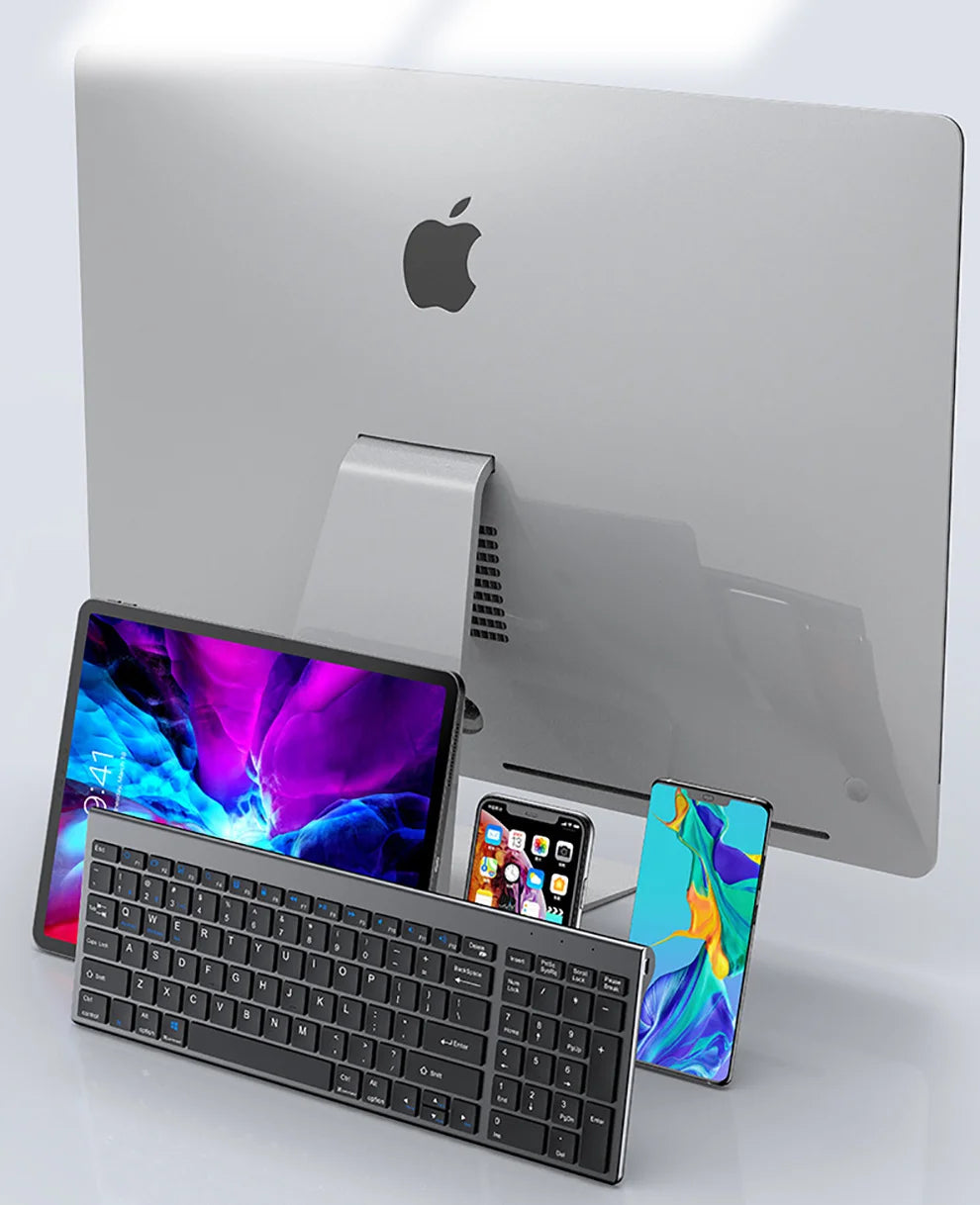 Jomaa Slim Bluetooth Keyboard & Mouse Set — Rechargeable 2.4G USB Wireless Combo for Laptop & Computer