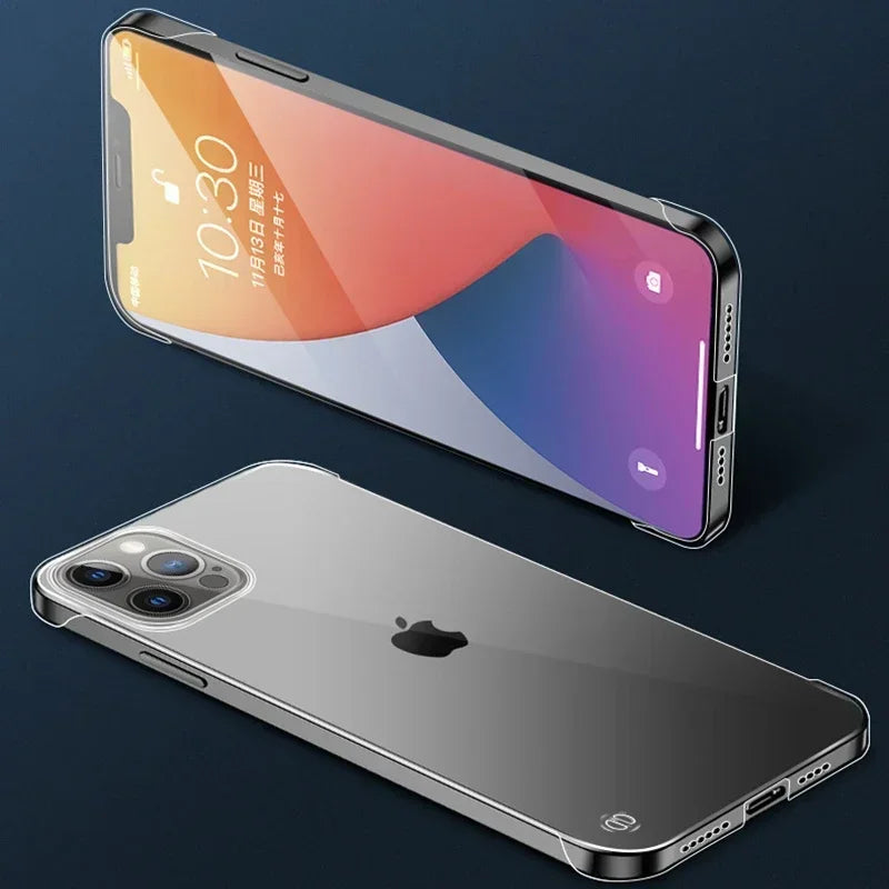 Slim Frameless Clear Phone Case – Transparent Plastic Cover for iPhone 15, 14, 13, 12 Mini, 11 Pro, XS Max, XR, X, 8, 7 Plus, SE 2022, 2020