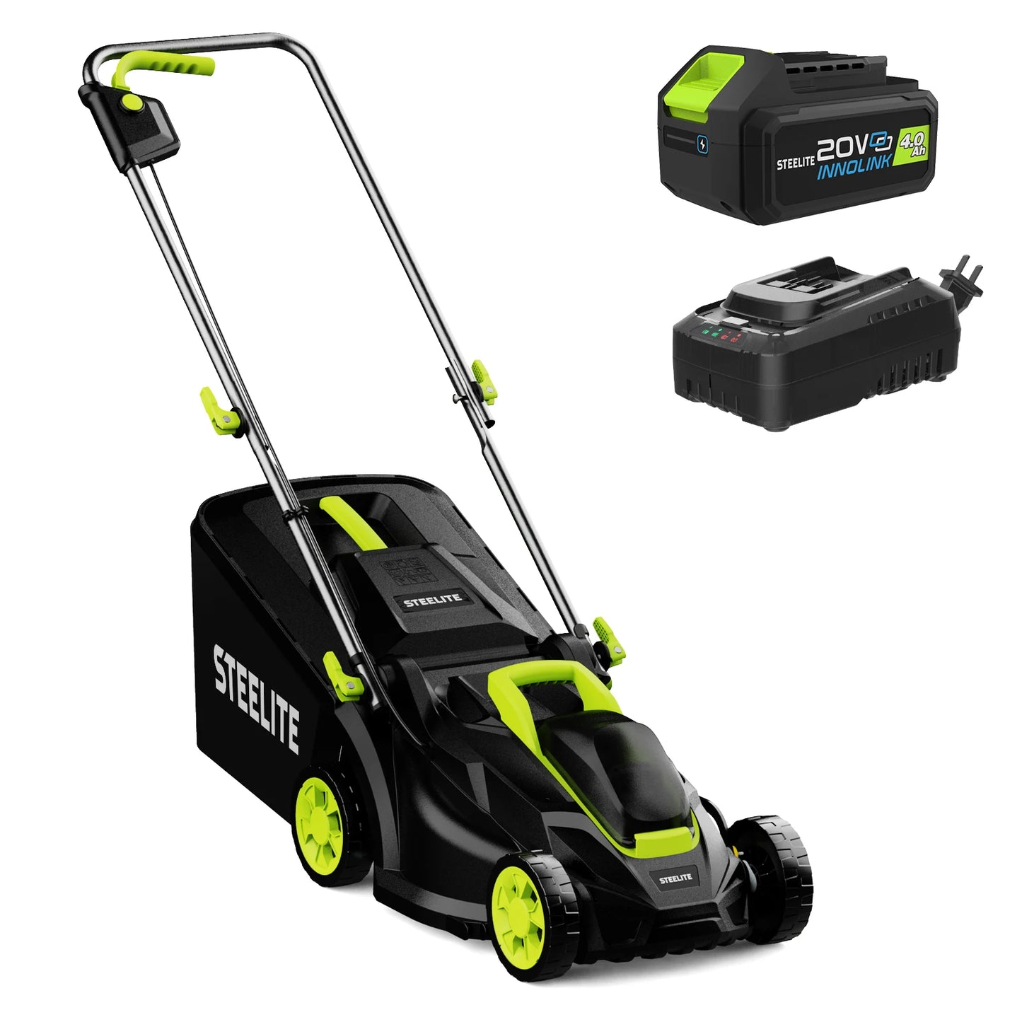 Deli 13" Cordless Electric Lawn Mower – 2-in-1 Lightweight Brushless Mower with 21V 4.0Ah Battery & Charger