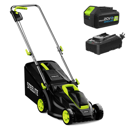 Deli 13" Cordless Electric Lawn Mower – 2-in-1 Lightweight Brushless Mower with 21V 4.0Ah Battery & Charger