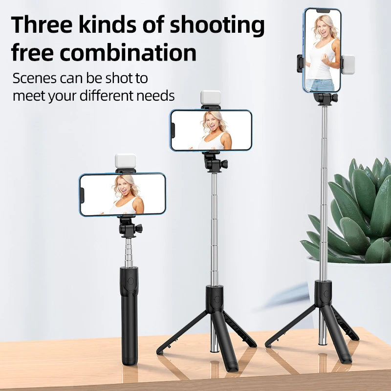 Bluetooth Wireless Selfie Stick and Mini Tripod | Extendable 67CM Monopod with Remote Shutter | Compatible with Android & iOS | 2024 Latest Hot Phone Holder