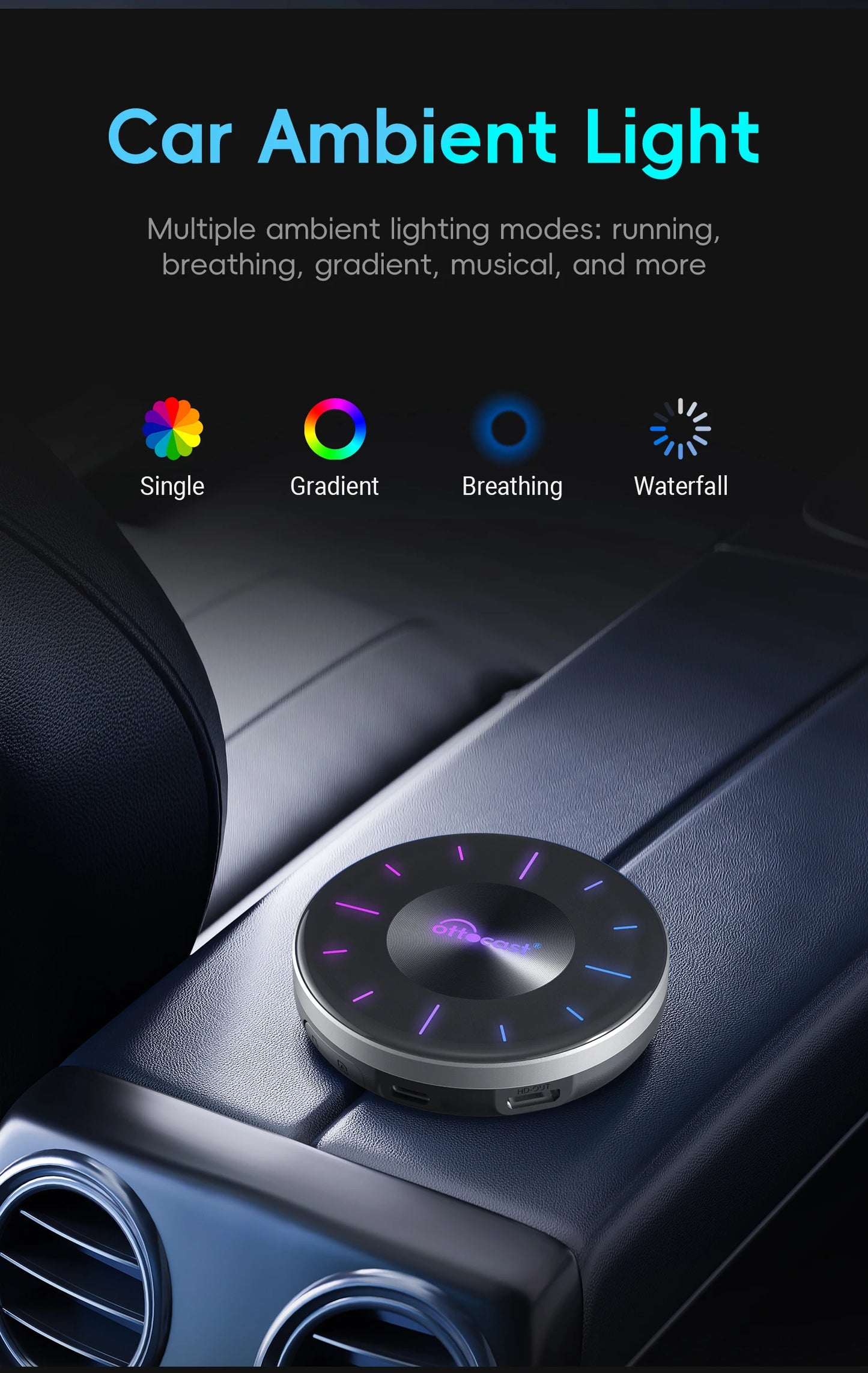 OTTOCAST P3 Android AI Box – Wireless CarPlay & Android Auto with HDMI Output, Built-in GPS, YouTube & Netflix for Car