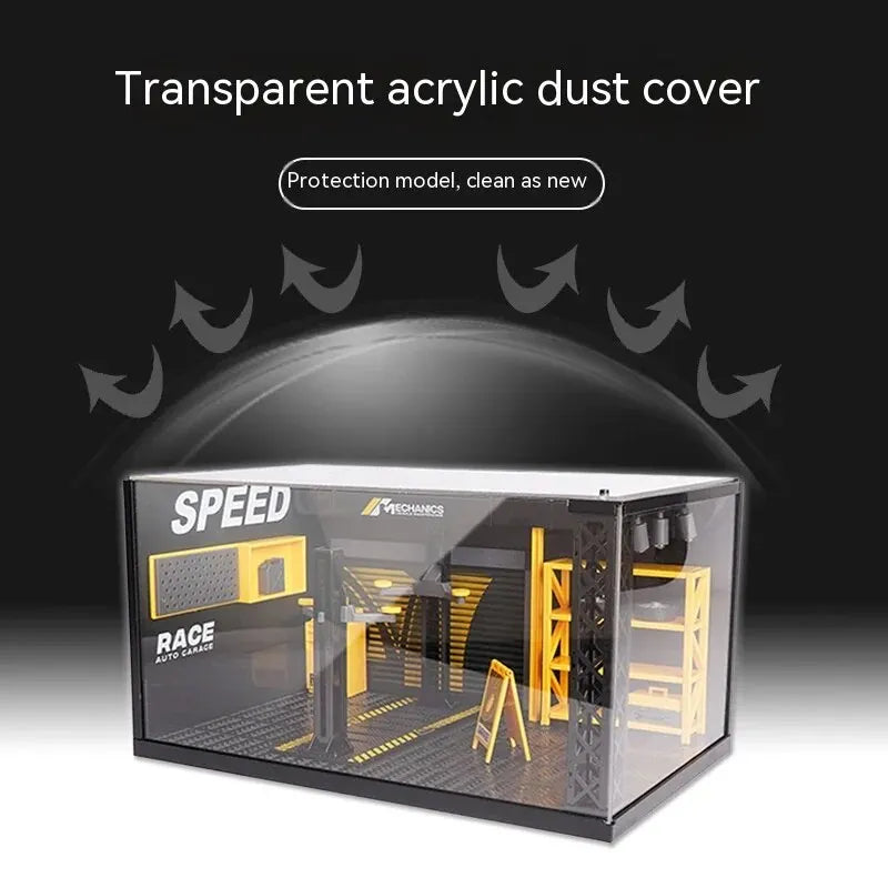 1:24 / 1:32 Scale Light-Up Parking Lot Toy – DIY Assembly Diecast Alloy Car Garage Scene for Display & Kids Gift