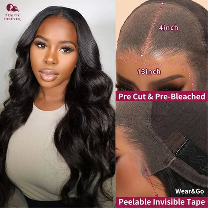 Beautyforever 3D Body Wave Lace Front Wig - Glueless, Ready-to-Wear, 100% Raw Human Hair, Bye Bye Knots