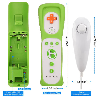 Wii Remote Controller Gamepad with Nunchuck Controller Set - Motion Plus Remote Controller for Nintendo Wii Games Control