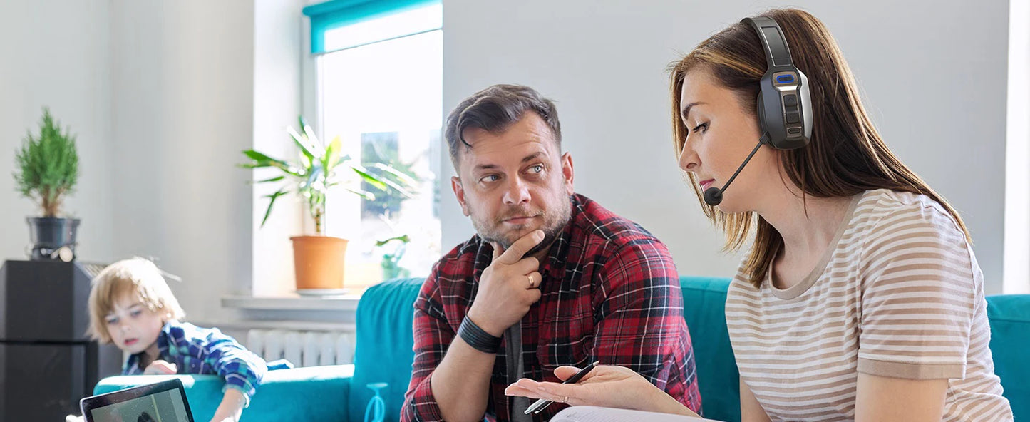 Bluetooth Trucker Headset with Microphone – Wireless On-Ear Headphones with AI Noise Cancelling & Mute Button