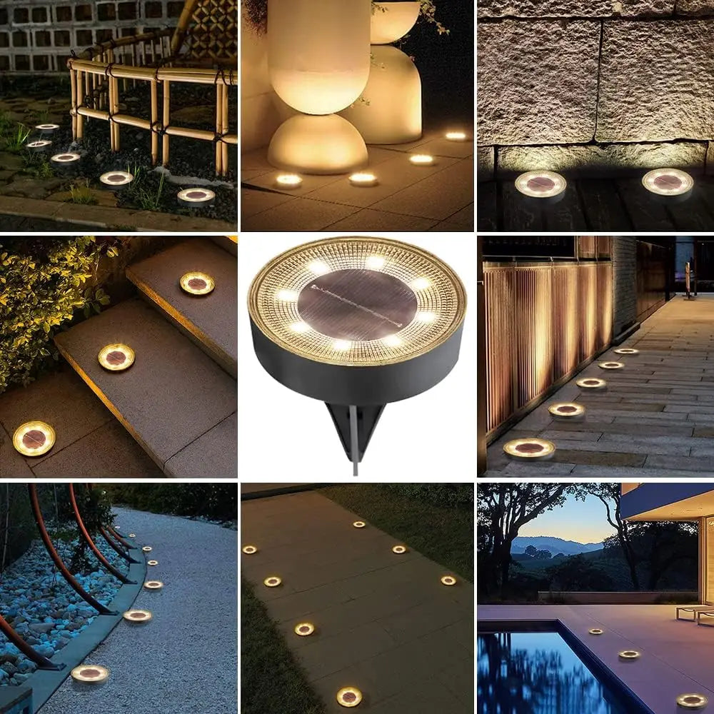 IP68 Waterproof Solar Power Ground Light: LED Outdoor Lighting Control Path Deck Lights for Yard, Driveway, and Garden Decoration
