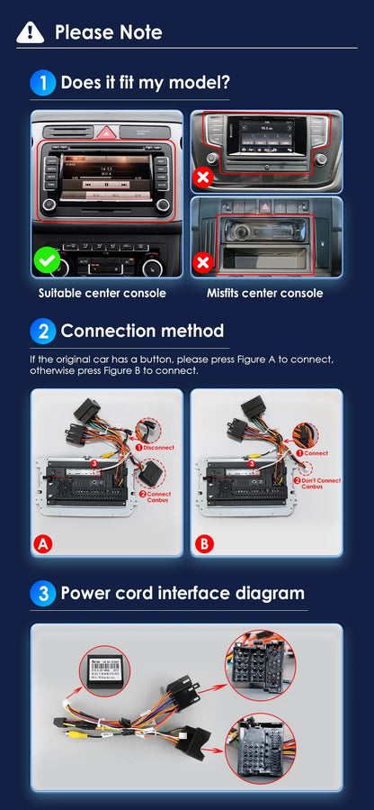 2DIN Android Car Radio for Volkswagen Golf 5/6, Polo, Passat B6/B7, CC, Skoda, Jetta - Multimedia, CarPlay, Wifi & GPS Navigation