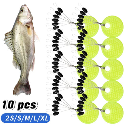 60pcs Rubber Space Bean Fishing Stoppers – 10-Group Oval Float Stopper Set for Carp & Fly Fishing