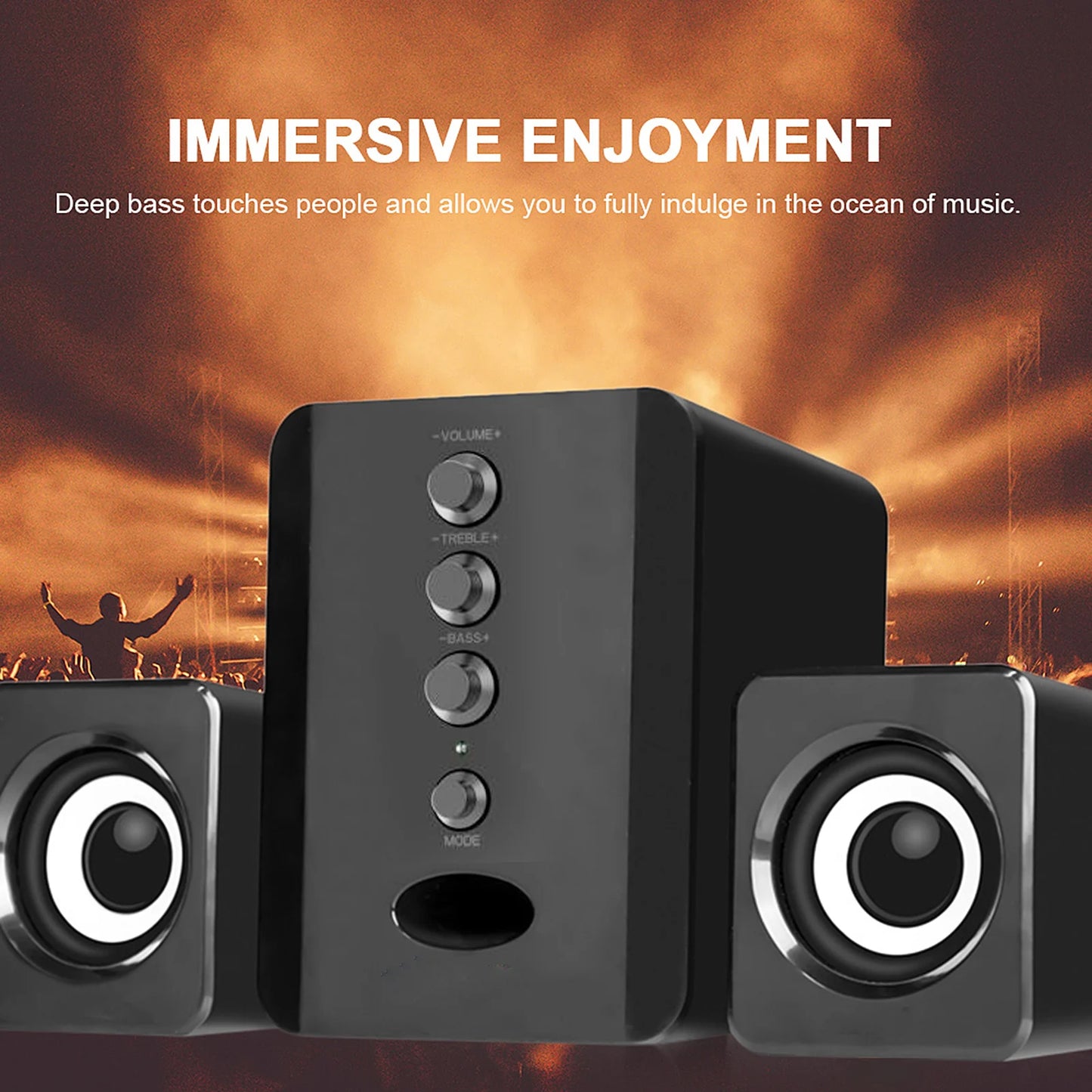 D-202 Wired Computer Speaker – Bass Stereo Subwoofer Sound Box for Desktop, Laptop, Notebook & Tablet
