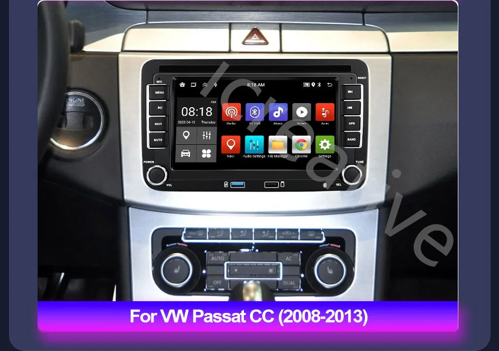 2DIN Android Car Radio for Volkswagen Golf 5/6, Polo, Passat B6/B7, CC, Skoda, Jetta - Multimedia, CarPlay, Wifi & GPS Navigation