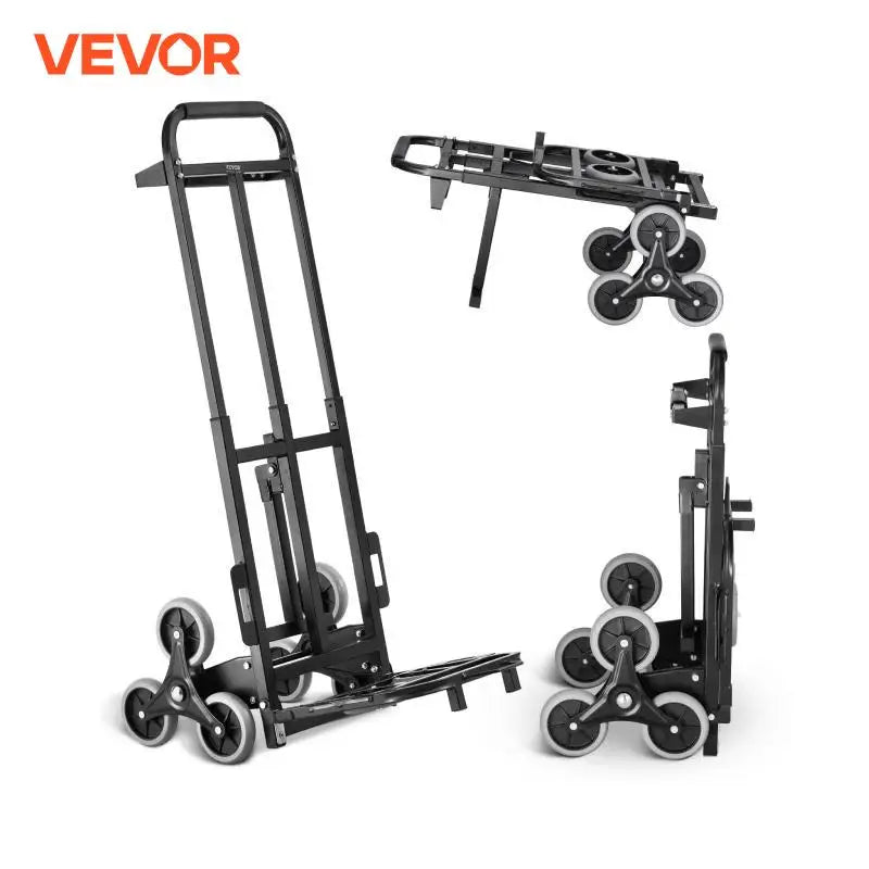 VEVOR 460 lbs Stair Climbing Folding Hand Truck – 6-Wheel Dolly with Handle & Elastic Ropes for Shopping, Moving, Warehouse
