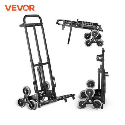 VEVOR 460 lbs Stair Climbing Folding Hand Truck – 6-Wheel Dolly with Handle & Elastic Ropes for Shopping, Moving, Warehouse