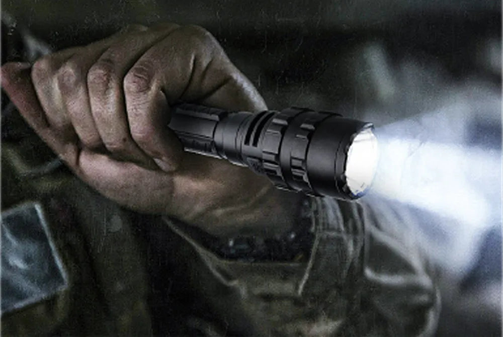 LED Tactical Hunting Flashlight - USB Rechargeable, Waterproof Torch Lamp, Professional Shooting & Night Scout Lights Set
