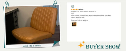 Armless Criss Cross Legged Swivel Office Chair - Wide Desk Chair Without Wheels