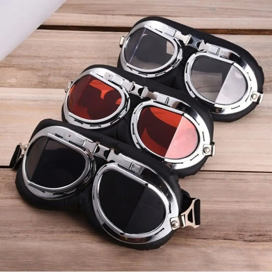 Retro Pilot Goggles – Vintage Motor Protective Gear for Motorcycle, Cruiser, and Scooter