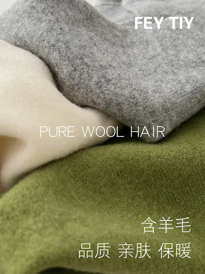 British Korean Style Wool Knitted Triangular Scarf – Multi-Functional Headscarf, Warm Knit Scarf for Women