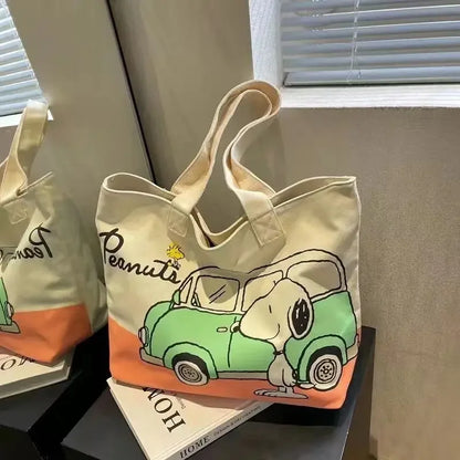 Snoopy Girl Cartoon Canvas Bag – Cute, Lightweight, Large Capacity Shoulder Bag for Travel & Casual Use