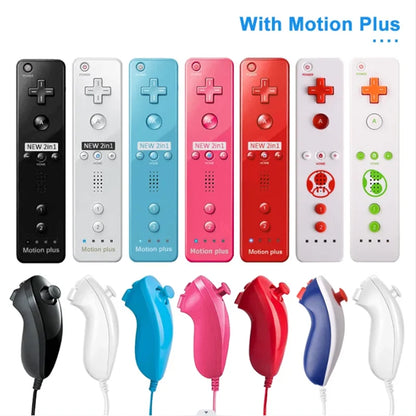 Wii Remote Controller Gamepad with Nunchuck Controller Set - Motion Plus Remote Controller for Nintendo Wii Games Control
