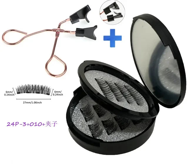 12PCS Magnetic False Eyelashes – Half Lashes Set with Double Box, Mirror & Applicator, Reusable Beauty Makeup
