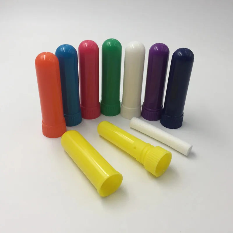 50/80/100 Sets Empty Nasal Inhaler Tubes – Portable Black & White Plastic Inhalers with Cotton Wicks for Essential Oils