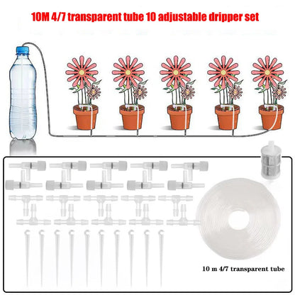 Garden Drip Irrigation Kit — Water-Saving Micro Dripper System with Regulating Valve and 4/7mm Hose for Potted Plants and Greenhouse