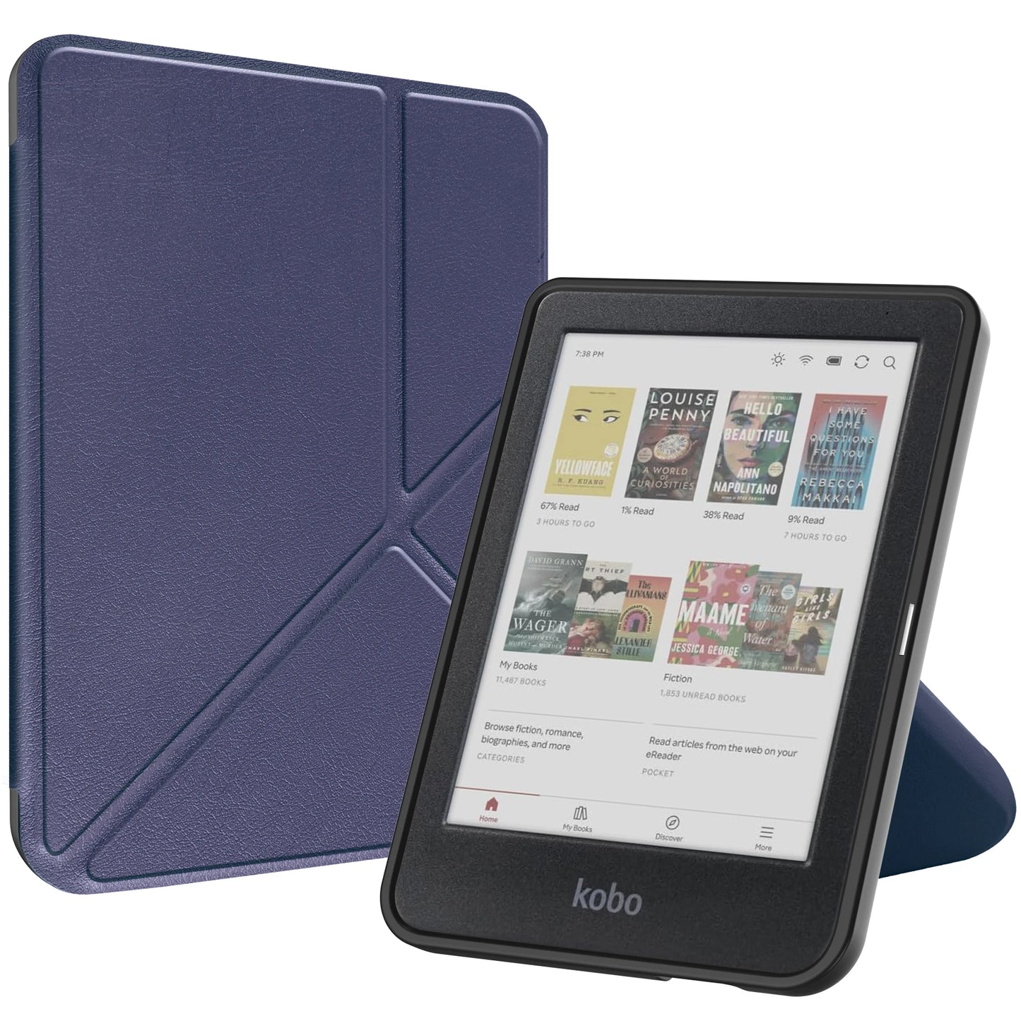 Smart Case for Kobo Clara Colour/BW/2E – Multi-Folding Stand, Magnetic Cover, Soft Back, Auto Sleep/Wake