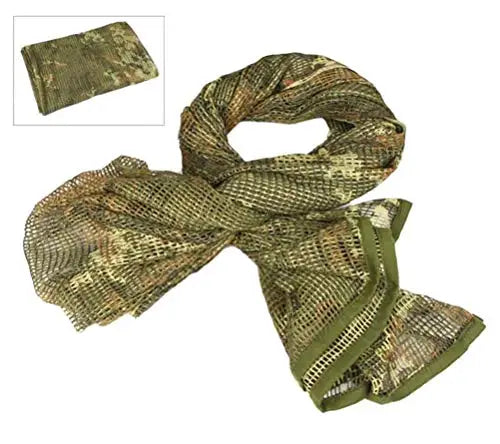 Camouflage Netting Tactical Mesh Scarf - Camo Scarf for Wargames, Hunting, Shooting, and Wild Photography