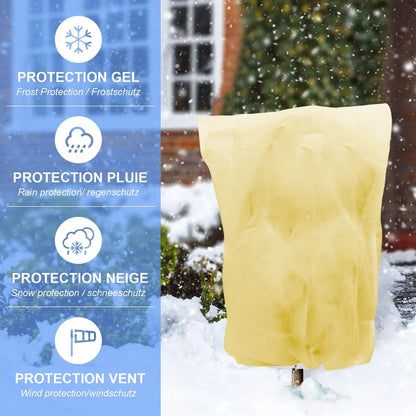 Multi-Size Winter Plant Protection Bag – Non-Woven Anti-Frost Cover with Zipper & Drawstring for Cold Weather Vegetation