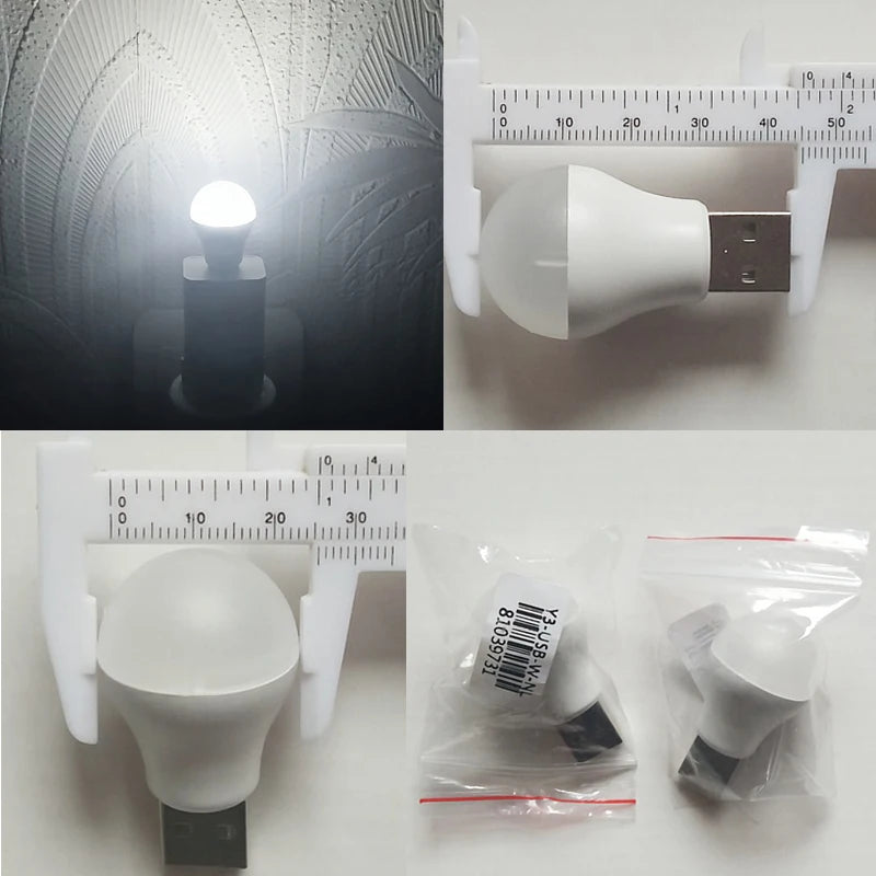 8pcs USB Plug LED Book Lamps: Small Reading Lights for Computer, Mobile Power - Round Night Light with Eye Protection