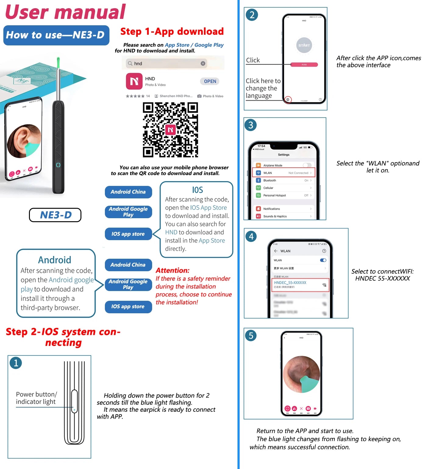 Visual Ear Wax Cleaner with Camera – Safe Luminous Otoscope Endoscope for Ear Cleaning & Ear Care