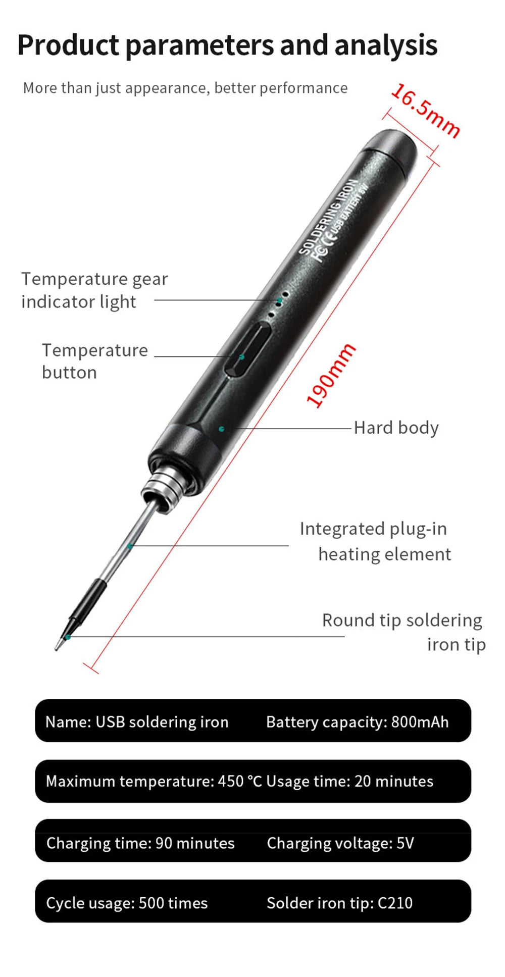 Multifunctional USB Electric Soldering Iron Kit – Adjustable 300–450℃ Digital Welding Tool Set