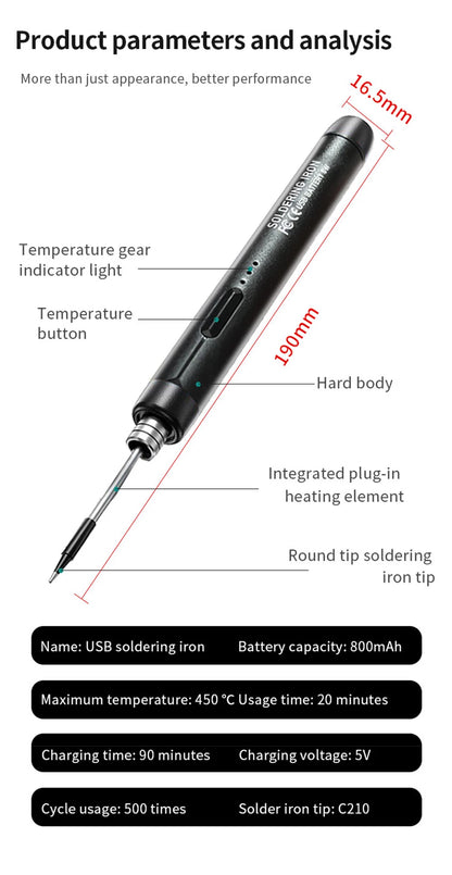 Multifunctional USB Electric Soldering Iron Kit – Adjustable 300–450℃ Digital Welding Tool Set