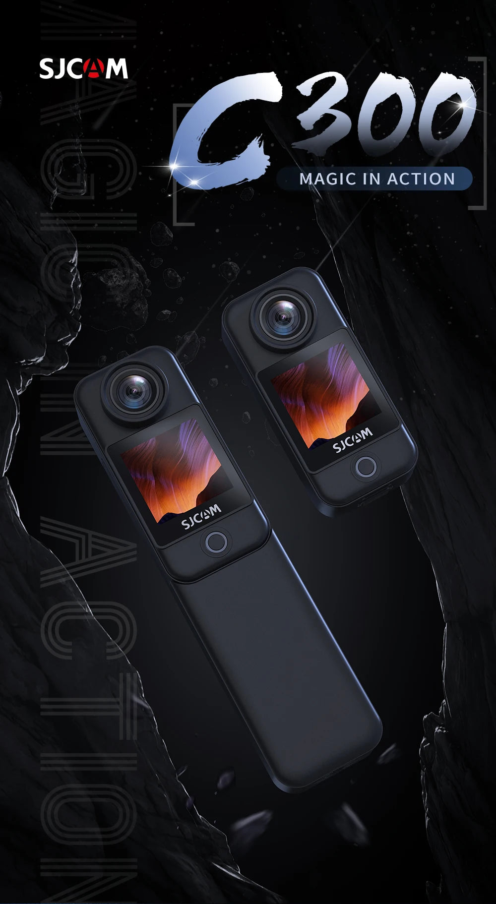 SJCAM C300 4K Action Camera – 30FPS Pocket Sports Cam with 6-Axis GYRO Stabilization, Long Battery, 5G WiFi, and Remote Control