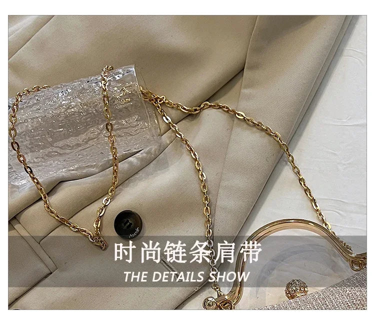 Women’s Chain Evening Shoulder Bag – Vintage Crossbody Handbag Dinner Party Underarm Satchel